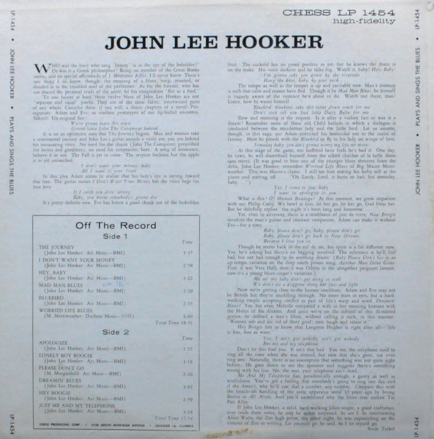 John Lee Hooker Plays and Sings the Blues back