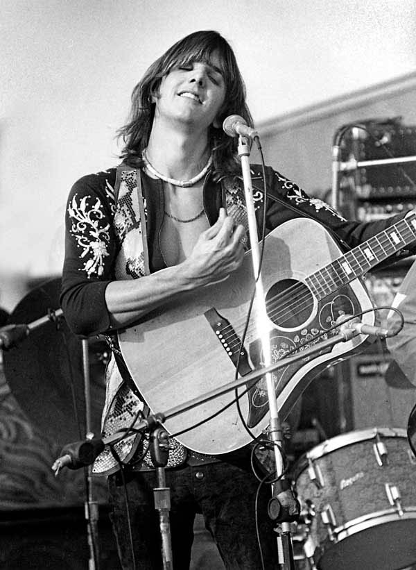 Gram Parsons, originator of Country Rock music and member of The Flying Buritto Brothers playing at the Altamont Speedway, Livermore, CA December 6, 1969