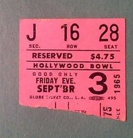 bob dylan concert ticket 1965 hollywood