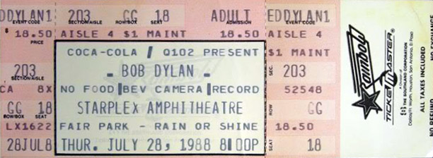 bob dylan dallas 1988 ticket
